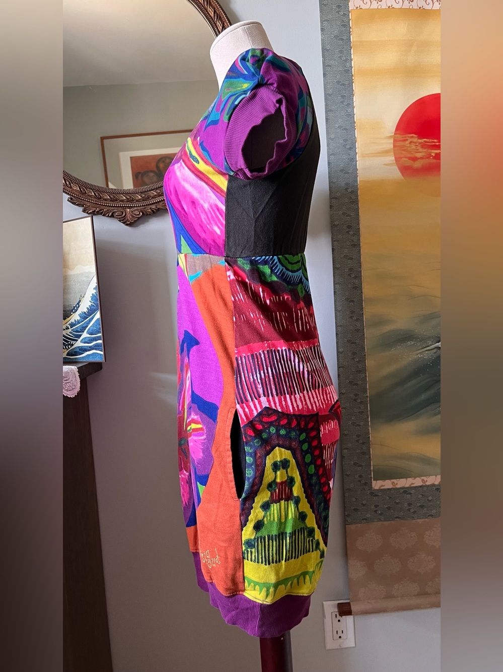 Desigual Bold Floral Scoop-Neck Women's Dress in Fuchsia - Picture 2 of 5